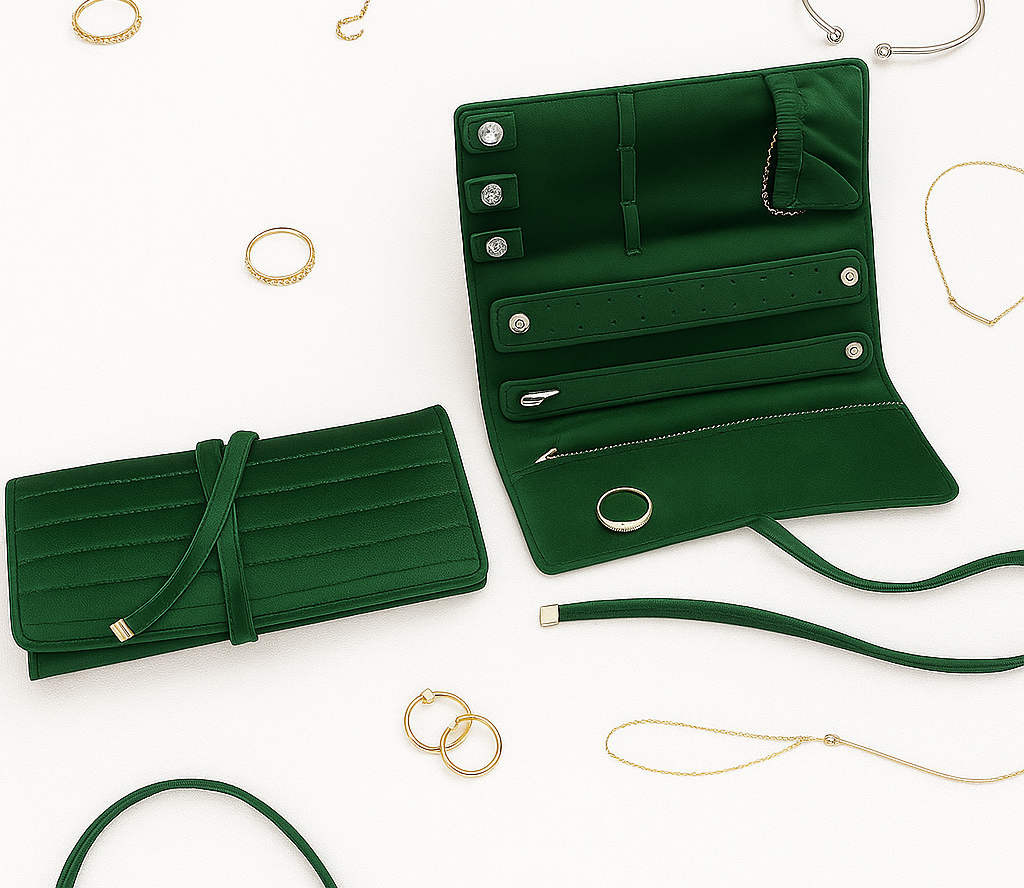 Luxuriöse Schmuckrolle aus Samt