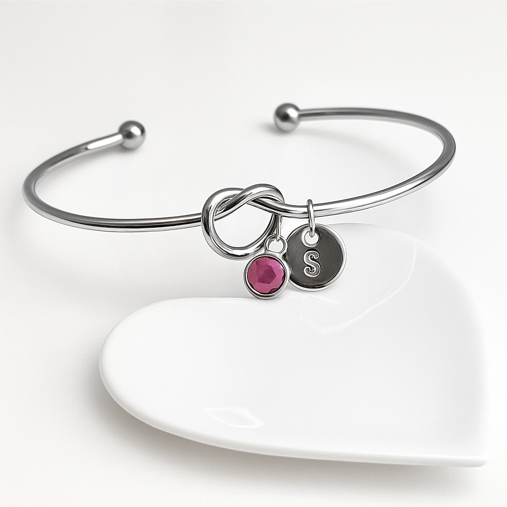 Personalisiertes Armband mit Geburtsstein (Silber)