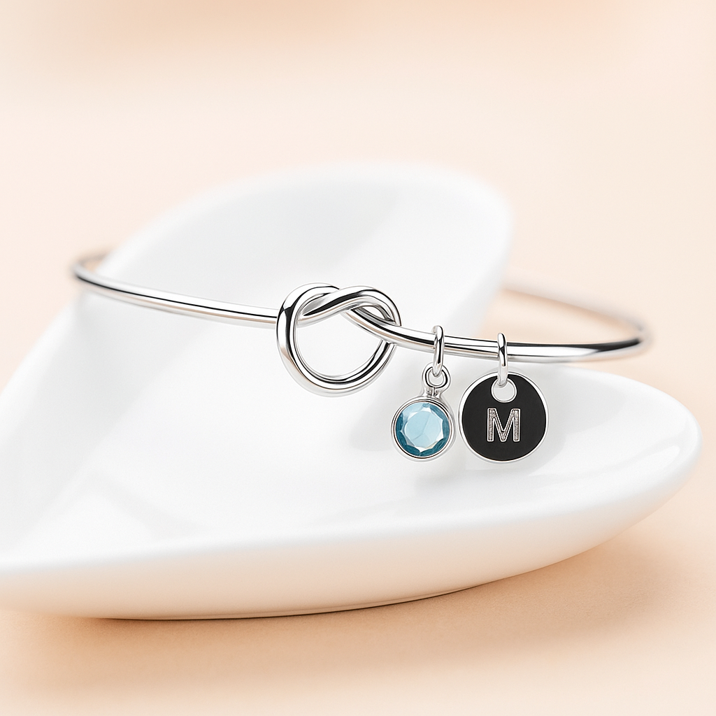 Personalisiertes Armband mit Geburtsstein (Silber)