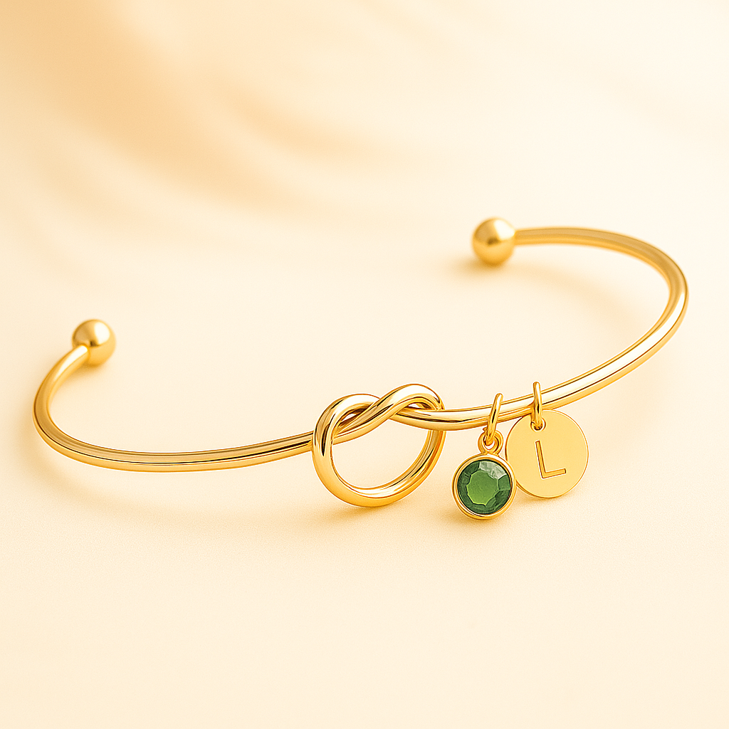 Personalisiertes Armband mit Geburtsstein (Gold)